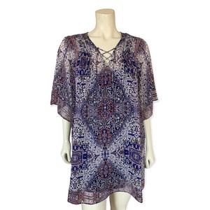 NEW Joie Silk Print Dress Small Womens Lace Up Hadiya Boho Bell Sleeve Purple S